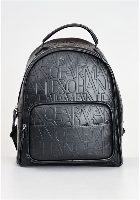 Black women's backpack with embossed allover logo ARMANI EXCHANGE | 942805CC79300020